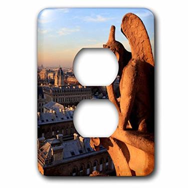 Imagem de 3dRose (lsp_257622_6) Capa de tomada com 2 plugues de gárgula Catedral de Notre Dame dá uma olhada pela cidade, Paris, França