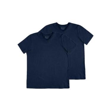 Imagem de Kit com 2 Camisetas Masculina Hering 022b, Azul marinho, M