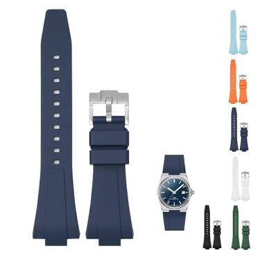 Imagem de Pulseira de borracha de liberação rápida de 11 mm para Tissot PRX Powermatic 80 de 35 mm, pulseiras de relógio de substituição com fivela para Tissot PRX Series - várias cores (azul)