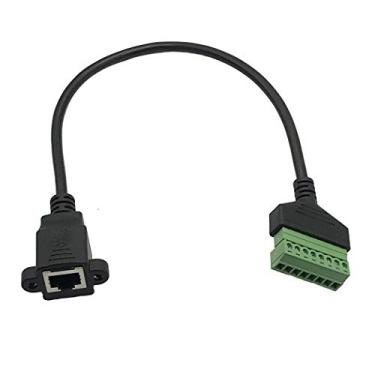 Imagem de MMNNE Plugue fêmea Ethernet RJ45 com orifício de parafuso para bloco de terminais de 8 pinos conector plugável sem solda para extensor Ethernet Cat5 CCTV Digital DVR cabo de extensão adaptador de rede
