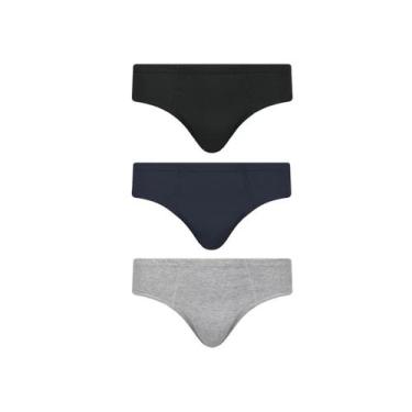 Imagem de Kit Cueca Selene Slip 3 Peças 11910 Preto/Cinza/Marinho, EG, Preto, Ci