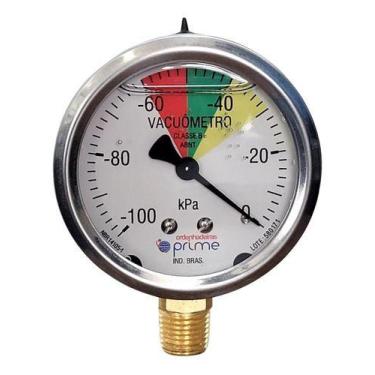 Imagem de Vacuômetro Analógico 100 Kpa Com Glicerina Para Ordenhadeira - FAMABRA