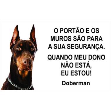 Imagem de Placa Identificação Cão Bravo Cuidado Doberman - Shopmedclean