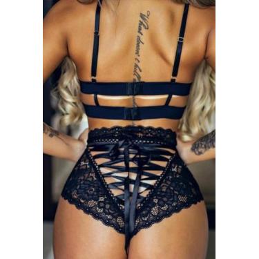 Imagem de Calcinha Short Lacradora Em Renda Com Fita De Cetim Sexy Regulável Sen