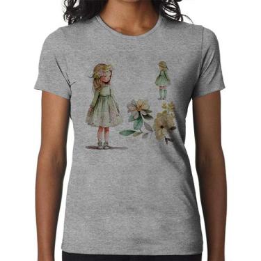 Imagem de Baby Look Meninas e Flores - Foca na Moda, Cinza, M