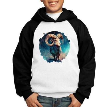 Imagem de Moletom Infantil Áries Sígno - Foca na Moda, Branco, Preto, 10