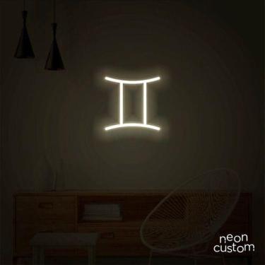 Imagem de luminaria letreiro Neon Led Signo Gêmeos 100x100 luminoso decoração p/