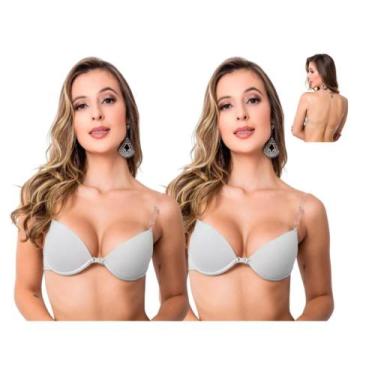 Imagem de Kit 2 Sutiã De Bojo Com Alça de Silicone Transparente Costa Nua Nadado