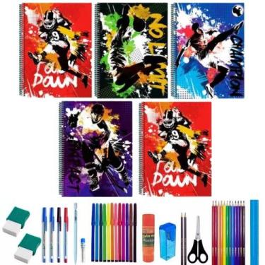 Imagem de Kit 10 Caderno Sport 80 Folhas Arame Capa Dura Com 36 Itens - Maxima c