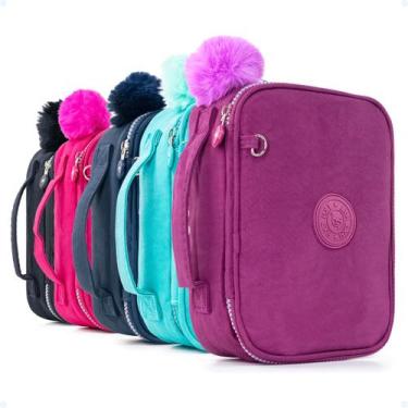 Imagem de Estojo Box Organizador Escolar Bolsinha De Lápis Com Pompom - Hxt, Rox