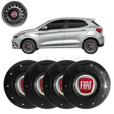 Imagem de Kit 4X Calota Centro Roda Aro 14 Fiat Argo 2018 A 2022 Preto