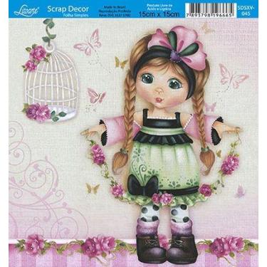 Imagem de Papel Scrap Decor Folha Simples 15X15 Menina Laço Sdsxv-045 - Litoarte