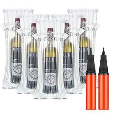 Imagem de 100 sacos infláveis de viagem de vinho, protetor de garrafa de vinho reutilizável, sacos de almofada de coluna de ar infláveis com bombas de balão de mão de 2 peças para embalagem e transporte seguro de garrafas de vidro