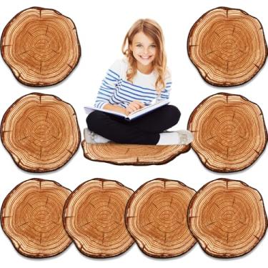 Imagem de Tinideya 8 peças de tapete de sala de aula infantil 38 x 38 cm, material de volta às aulas, tapete antiderrapante redondo para berçário, jardim de infância, sala de jogos, quarto (anéis)