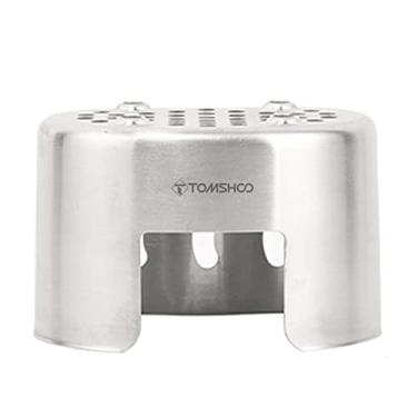 Imagem de BUZHI Suporte de copo de cantina de aço inoxidável fogão a lenha para acampamento ao ar livre, caminhadas, piquenique, churrasco, prata