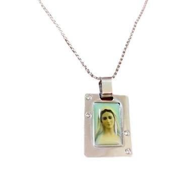 Imagem de Corrente com Pingente de Aço Inoxidável Nossa Senhora Rainha da Paz