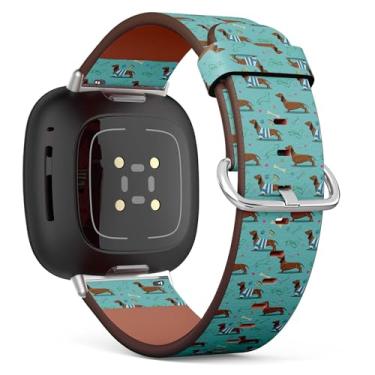 Imagem de Pulseira de couro para smartwatch compatível com Samsung Galaxy Watch 6/Classic, Galaxy Watch 5/PRO, Galaxy Watch 4 Classic, Dachshund decorativo