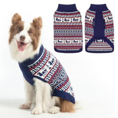 Imagem de SCENEREAL Suéter para cães de tamanho médio e grande para meninas, meninos, pulôver de gola rolê, roupas de inverno para cães, roupas de Natal para cães, moletom de malha, francês, beagle, Boston