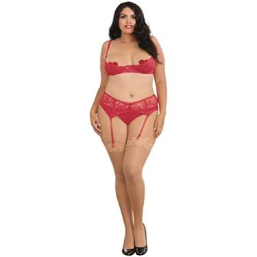 Imagem de Dreamgirl Sutiã feminino plus size de renda com aro e bojo aberto, Vermelho, 42