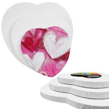 Imagem de PHOENIX Telas de Coração para Pintura- 8, 10, 12 Pol.(2 de Cada)- 100% Algodão 10 Oz com Primer Triplo, Tela Branca Em Branco Sem Ácido, Esticada Em Forma de Artista para Óleo, Acr (Coração, Branco)