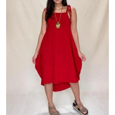 Imagem de Vestido Mullet alcinha de amarrar - Reginaconfeccao, Vermelho, M