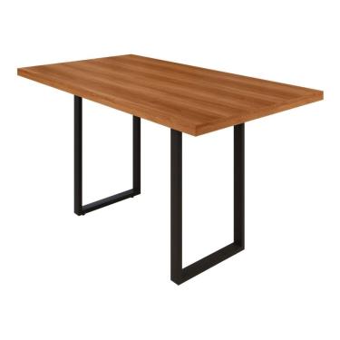 Imagem de Mesa Retangular Tampo Madeira Bp 140cm X 75cm Base Tubo 40cm X 40cm Preto