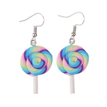 Imagem de Brincos de pingente de arco-íris colorido de pirulito para mulheres, doces ou travessuras, presentes de Natal, presentes de Natal, joias modernas, Acrílico, Sem pedra preciosa
