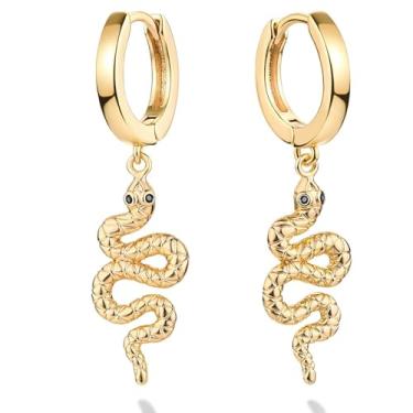 Imagem de BENEIGE Brincos femininos Huggie banhados a ouro 14 quilates simples e delicados brincos de ouro joias para mulheres, Latão, Sem pedra preciosa