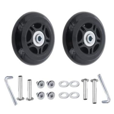 Imagem de Joyangy Substituição de rodas de bagagem de 75 x 24 mm, 2 peças de kit de reparo de rodas giratórias de borracha, rolamento suave e resistente para mala de mão, carrinho, estojo de viagem