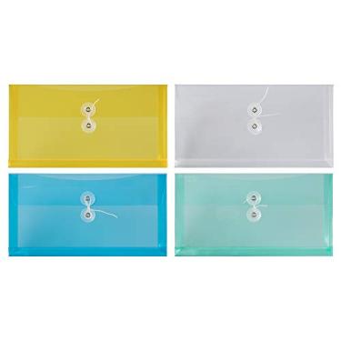 Imagem de JAM PAPER Envelopes de plástico com fecho de botão e cordão - livreto empresarial nº 10 - 13 x 25 cm - cores sortidas - pacote com 24