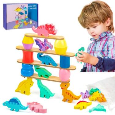 Imagem de Brinquedos Montessori de Dinossauros para Empilhar - HONGTEYA (2 a 4 a
