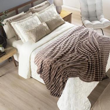 Imagem de Coordenado Cobre Leito e Cobertor Fluflu Queen Ultrasoft Alto Relevo D