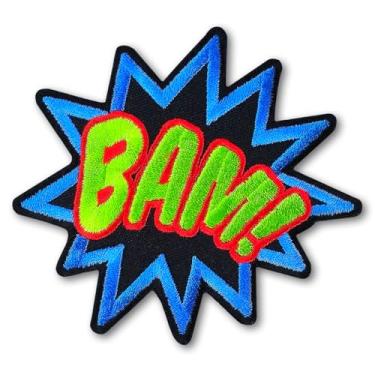Imagem de Patchicon4u BAM! Banda desenhada de super-heróis com texto engraçado, hippie, retrô, palavras coloridas, ferro na costura, aplique bordado para camisas, jeans, jaquetas, roupas