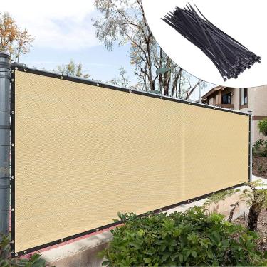 Imagem de Cerca de tela de privacidade Royal Shade Beige 1,8 m x 3,6 m com abraçadeiras