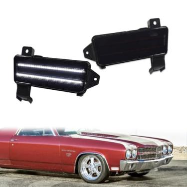 Imagem de ADIIL Lente fumê LED branco LH+RH par de luzes marcadoras laterais inferiores para Chevy Chevelle El Camino 1970