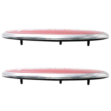 Imagem de Forten Kingdom Novo 2 Unidades Personalizado Peterbilt Estilo Letra Emblema Oval 9 "Abs Alumínio Grade Dianteira do Carro Capô Porta-Malas Emblema Emblema 4L34-15402A-Ca Vermelho Prata