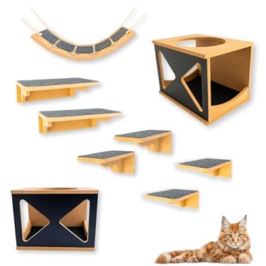 Imagem de Playground para Gato 9pçs Super Resistente e Seguro Parateleiras e Nichos Enviado Montado