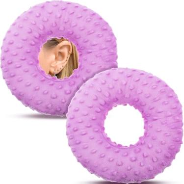 Imagem de DoubleFill 2 peças de almofadas para piercing de orelha, almofada de donut para dor de ouvido, dormir, pescoço, alívio de dor de cabeça, fones de ouvido, protetor de viagem, protetor de vida, zumbido