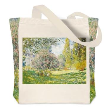 Imagem de Crocothemis Sacola de lona estética vintage, reutilizável, personalizada, bolsa de compras de ombro, Monet 01, Large