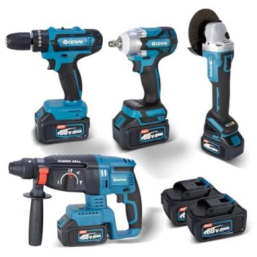 Imagem de Parafusadeira Furadeira e Parafusadeira Chave de Impacto Esmerilhadeira Lixadeira Furadeira de Impacto 110V 220V Kit de Ferramentas Completa 4 em 1 Kit Multiferramenta 2 Bateria 68v (GN448)