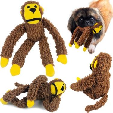 Imagem de Brinquedo Mordedor Pet Pelucia Macaco c/Apito Sonoro para Cães Cachorr