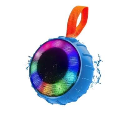 Imagem de Caixa de Som Portátil Bluetooth A Prova D'Água com Alça e LED e Rádio FM (AZUL)
