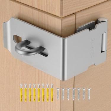 Imagem de Anobeyi Trava de ferrolho de porta, cadeado de 90 graus, trava de armário de arquivo de segurança de aço inoxidável 304 para cadeado, trava de ferrolho de ângulo reto para galpão, caixa, armário,