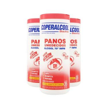 Imagem de Kit 3 Panos Umedecidos Álcool 70 INPM Mimo Contém 35un Cada - Coperalc