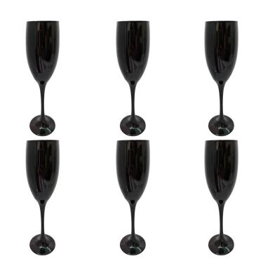 Imagem de Conjunto 6 Taças Vidro Preta Champagne 190 ml Nadir