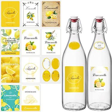 Imagem de Ezebesta Conjunto de 22 etiquetas personalizadas Limoncello à prova d'água e bom adesivo caseiro para fabricação de cerveja pré-impressa e adesivos de caligrafia presentes para família e amigos