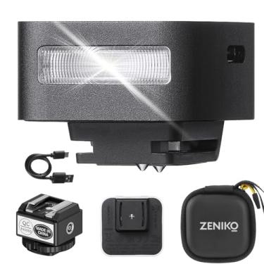 Imagem de ZENIKO ZF08 Mini câmera flash Speedlite com impulsionador de altura do flash, capaz de disparo contínuo de flash, alumínio, para Fuji/Sony/Nikon/Canon/Olympus/Leica/qualquer câmera com Hotshoe de