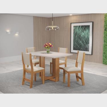 Imagem de Conjunto Sala de Jantar Mesa Romantic com 4 Cadeiras Sol Viero