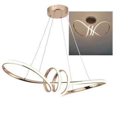 Imagem de Lustre Luminaria Arco Pendente Aneis Infinito 3 Em 1 Led Luxo Ambiente Recepçao Casa