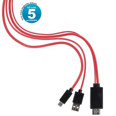 Imagem de Cabos Hdmi Micro Usb S4/Note Ii Mhl 2.0 - Kit 5
